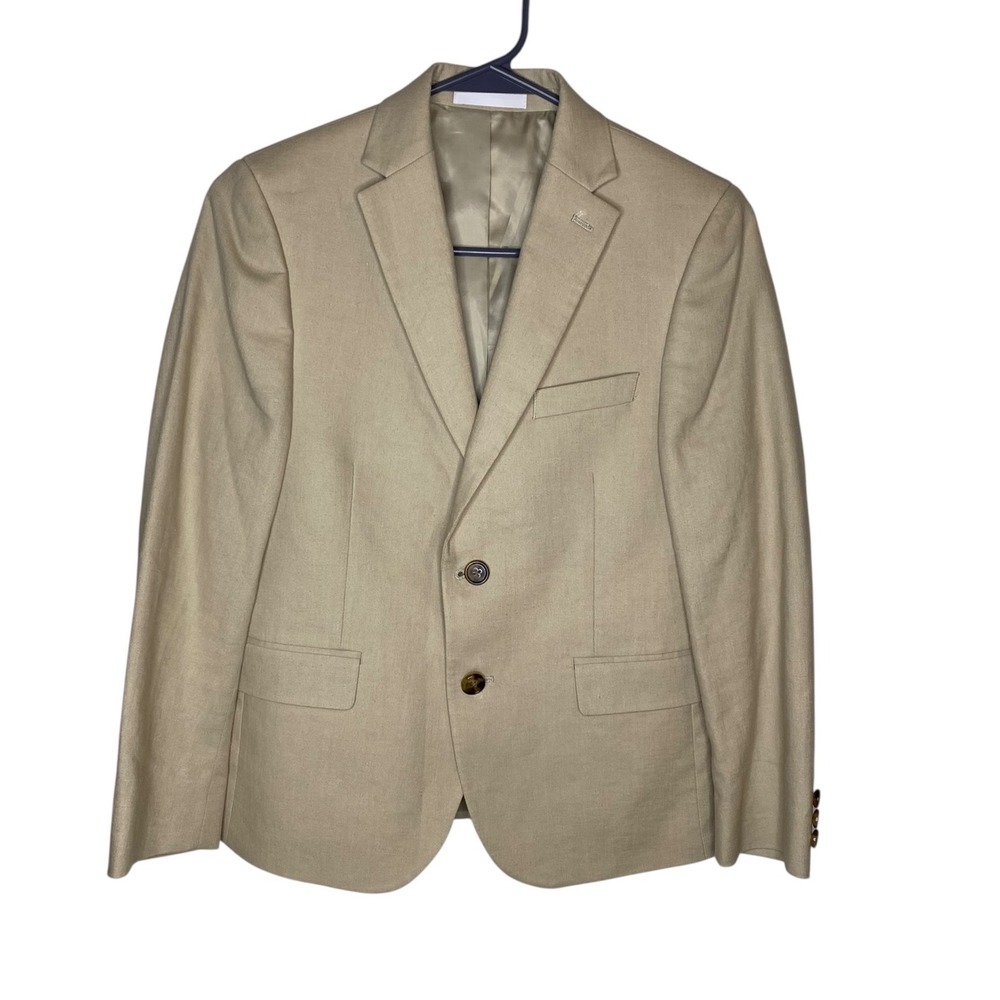 Brooks Brothers Boys Khaki Linen Blend 2-Button Sports Coat Blazer Size 12R